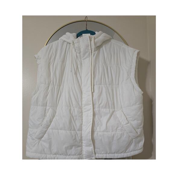 Zella White Puffer Vest with Hood - Size Large - Picture 1 of 3